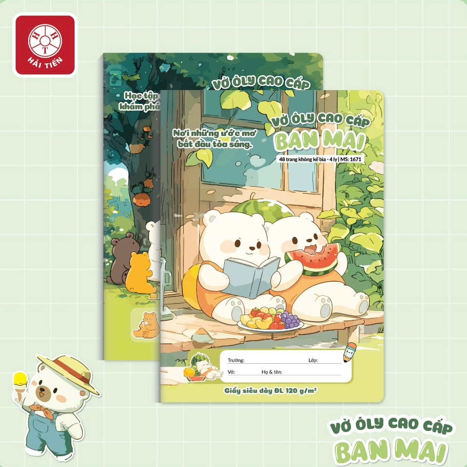 Vở ô ly Cao Cấp 7 Sao Hải Tiến - Ban Mai 48 trang (4 ô ly) ĐL 120gsm