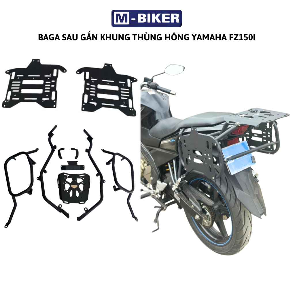 Baga khung thùng fz150, baga fz150, baga gắn thùng nhôm fz150 chất liệu thép, sơn tĩnh điện.