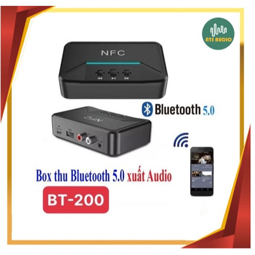 Thiết bị nhận Bluetooth không dây (5.0) BT200. Hộp Bluetooth Âm Thanh Không Dây BT200 NFC V5.0