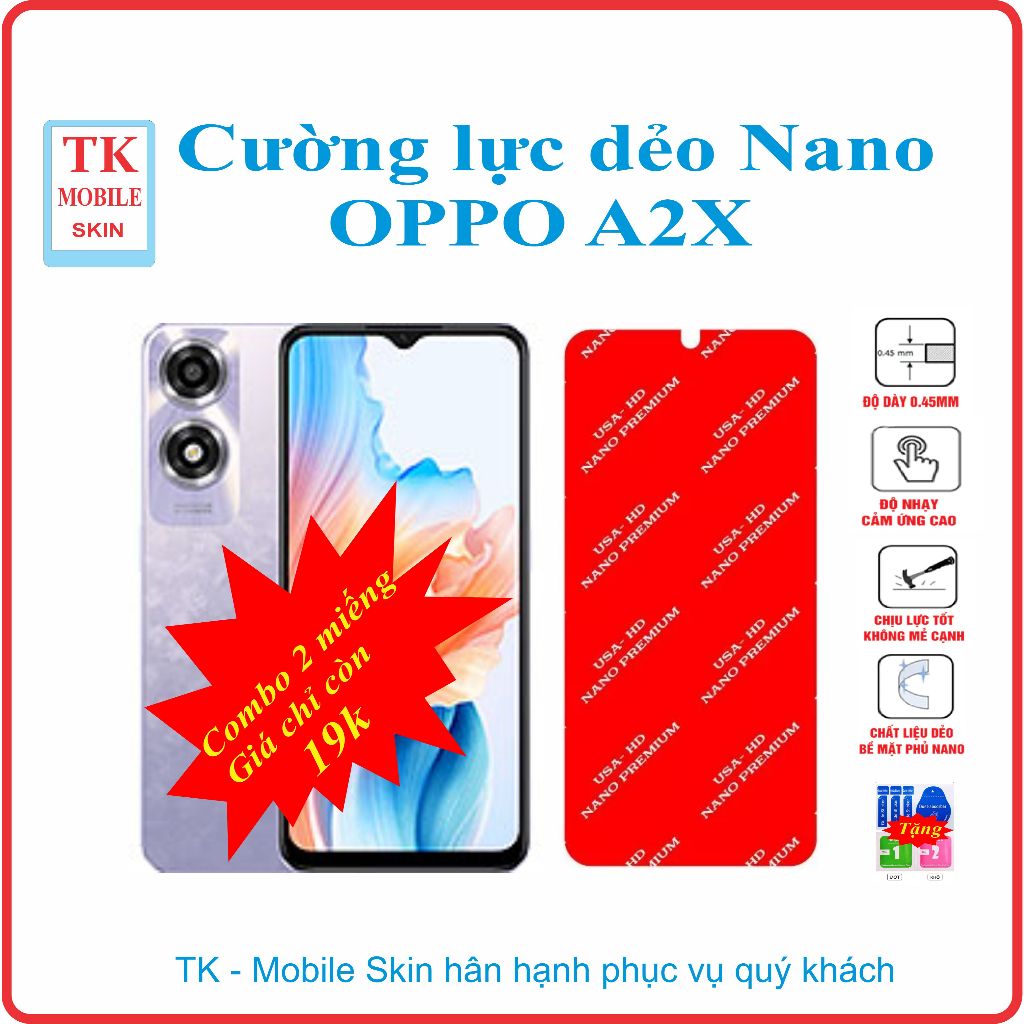 Cường lực dẻo bảo vệ màn hình điện thoại OPPO A2X