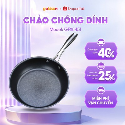 Chảo inox chống dính Titanium ILAG Thụy Sĩ Goldsun GPA1451 đáy chảo 5 lớp inox truyền nhiệt nhanh