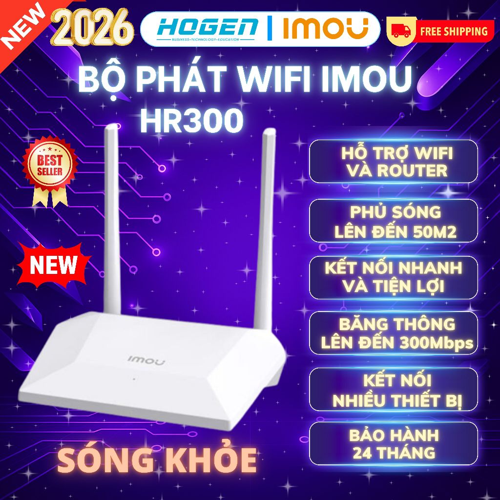 Bộ Phát Sóng Wifi IMOU HR300 300Mbps - 1 cổng WAN 3 cổng LAN, Tốc Độ Cao, BH 24 Tháng, Chính Hãng