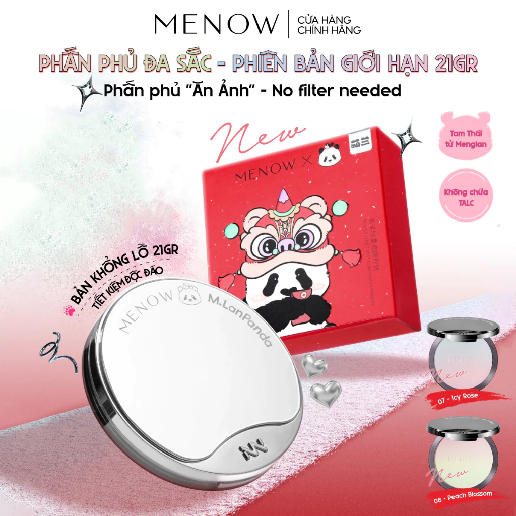 [MENOW ✨] Phấn Phủ Đa Sắc Khổng Lồ MENOW X MENGLAN PANDA Velvet Mist Complexi