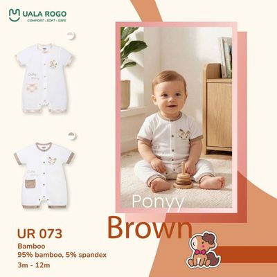 Bodysuit cho bé Ualarogo cộc tay 3-12 tháng vải Sợi tre Bamboo mềm mại co giãn cúc giữa UR 073
