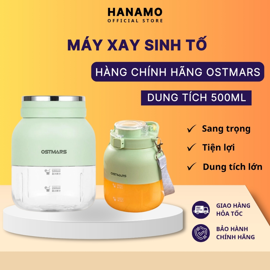 Máy xay sinh tố cầm tay OSTMARS 500ml, xay hoa quả, mini chính hãng ✅