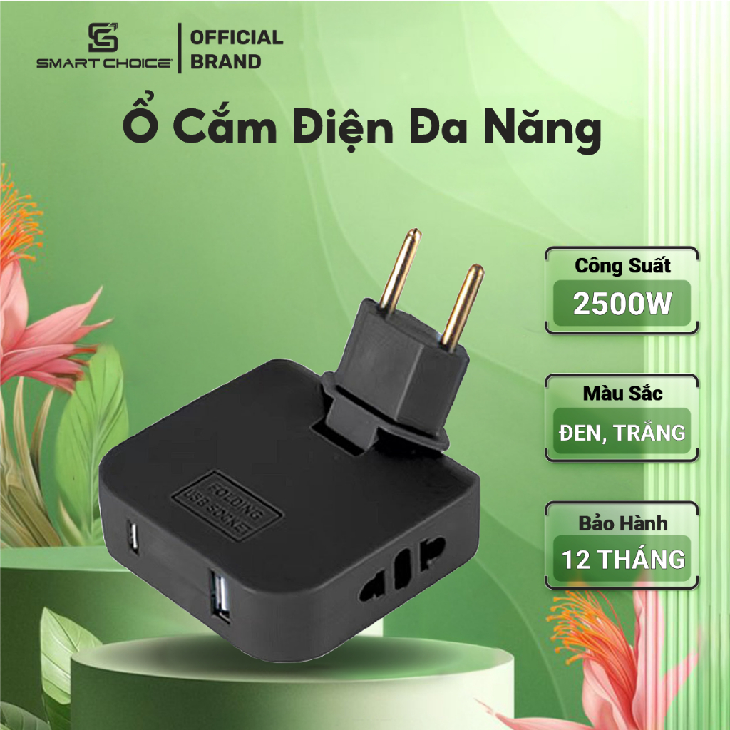 Ổ Cắm Đa Năng SmartChoice SCE-OC01 Gập 90 Độ Nhỏ Gọn An Toàn Tiện Lợi BH 12 Tháng
