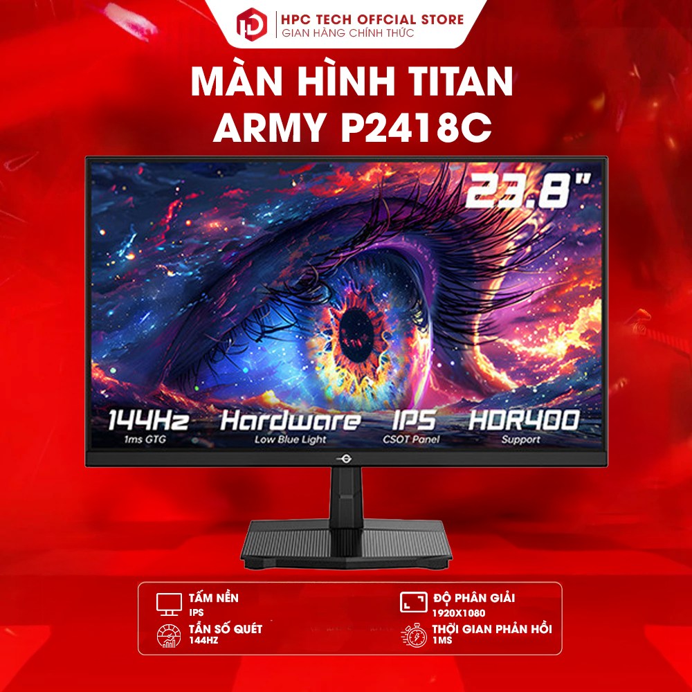 Màn hình LCD Titan Army P2418C 23.8 inch | FHD | 144 Hz | IPS | Phẳng - Chính Hãng Bảo Hành 36 tháng