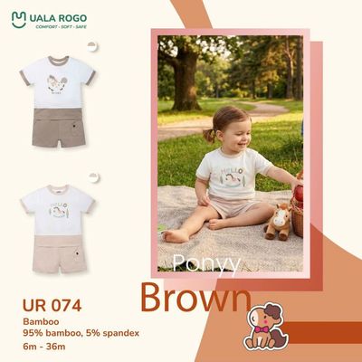 Bộ cộc tay cho bé Ualarogo 6 tháng - 3 tuổi vải Sợi tre Bamboo mềm mại co giãn thoáng mát UR 074