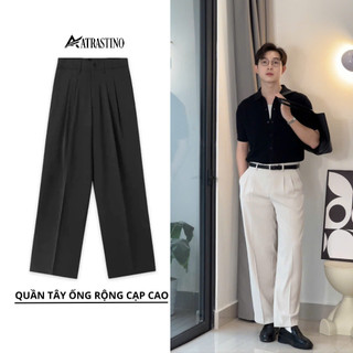 Quần tây nam ống rộng xếp 2 ly suông đứng, cạp cao hách dáng chất vải lụa mịn chống nhăn - QA009
