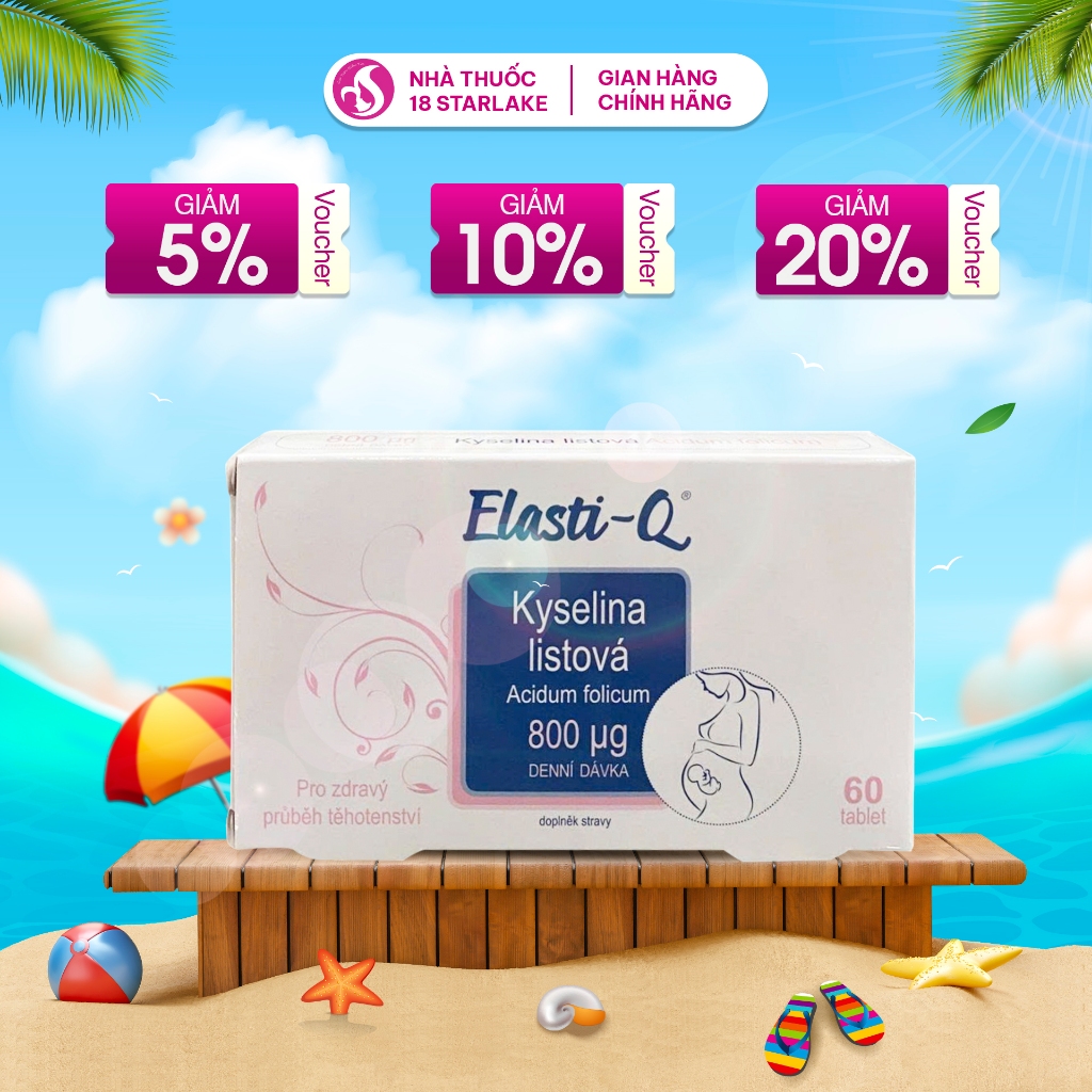 Elasti-Q Acid Folic 800 - Bổ Sung Acid Folic B9, Vitamin B6, Inulin Cho Mẹ Bầu - Cộng Hòa Séc