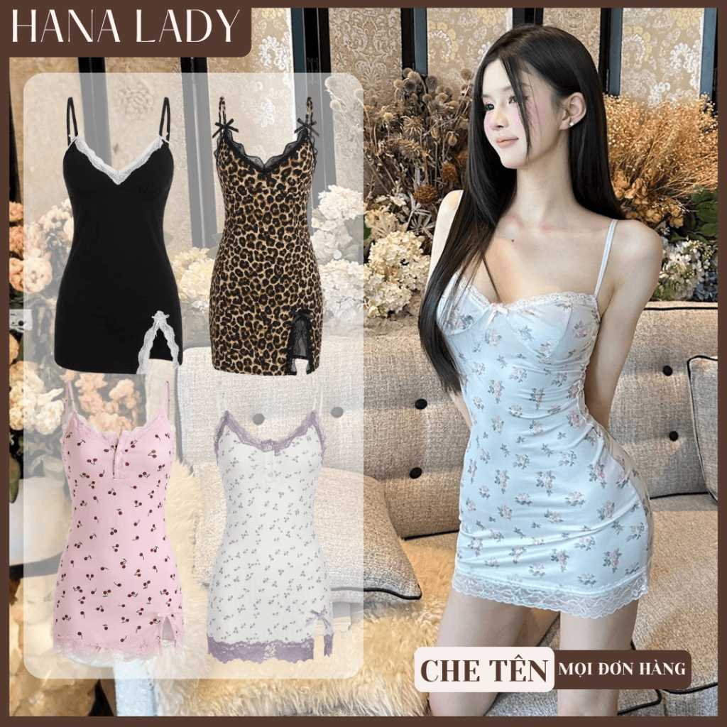 Váy Ngủ Body Họa Tiết Dễ Thương - Đầm Ngủ 2 Dây Mặc Nhà Chất Thun Co Giãn Phối Ren Nhiều Kiểu | BigBuy360 - bigbuy360.vn