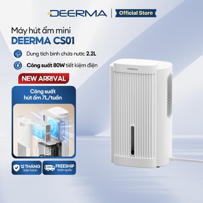 Máy hút ẩm mini Deerma CS01 công suất 80W tiết kiệm điện, dung tích bình chứa 2,2L - Bảo hành 12 tháng