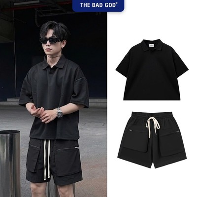 Set Bộ Polo Nam Nữ The Bad God Serenity Boxy Áo Chất liệu Cá Sấu CVC Gắn Tag Da Quần Gió Túi Hộp Menswear