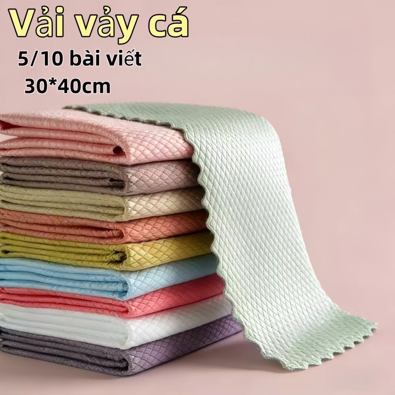 Combo 10 Cái Parroti Fiber Khăn Lau Bếp Đa Năng Siêu Thấm，Khăn Vảy Cá