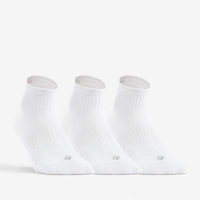Gói 3 đôi tất thể thao cổ vừa rs 500 cho người lớn màu trắng DECATHLON mã 8379843