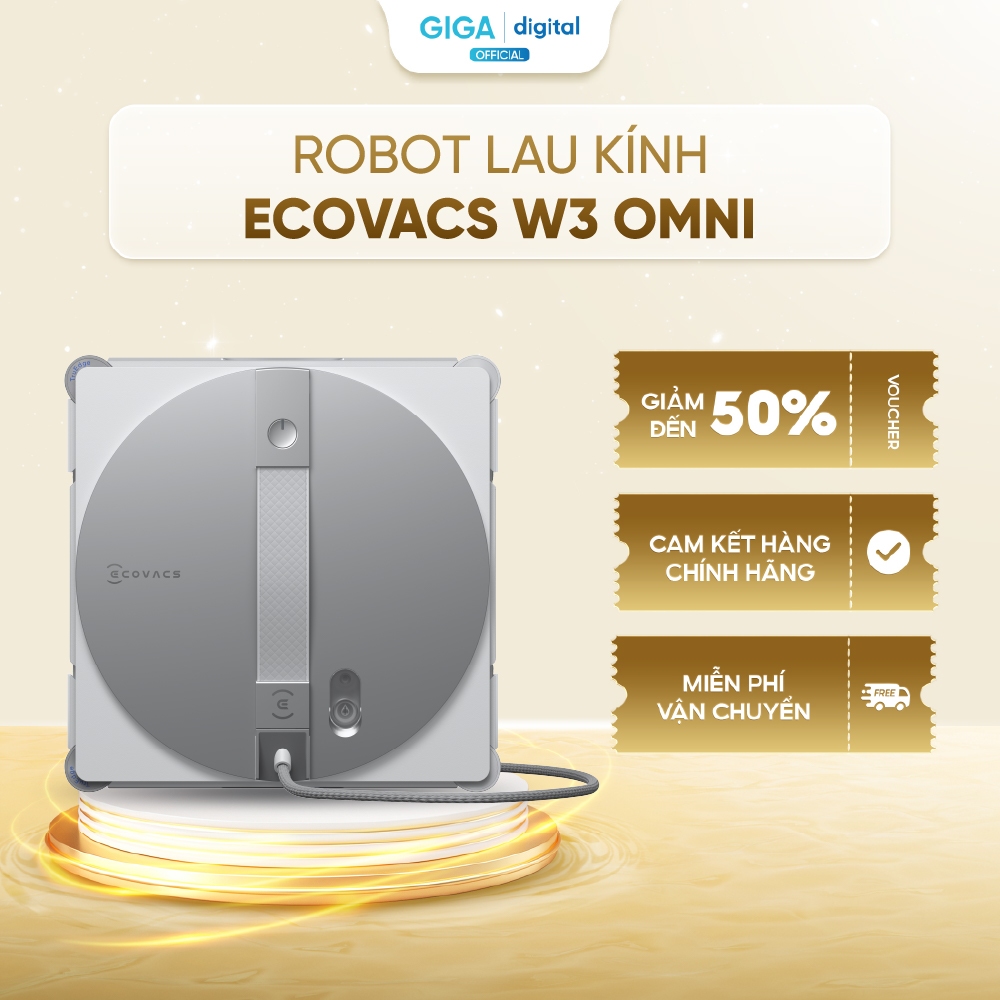 Robot lau kính Ecovacs Winbot W3 Omni - Tự động giặt khăn lau Vortex Wash - 12 cơ chế bảo vệ - Hàng 