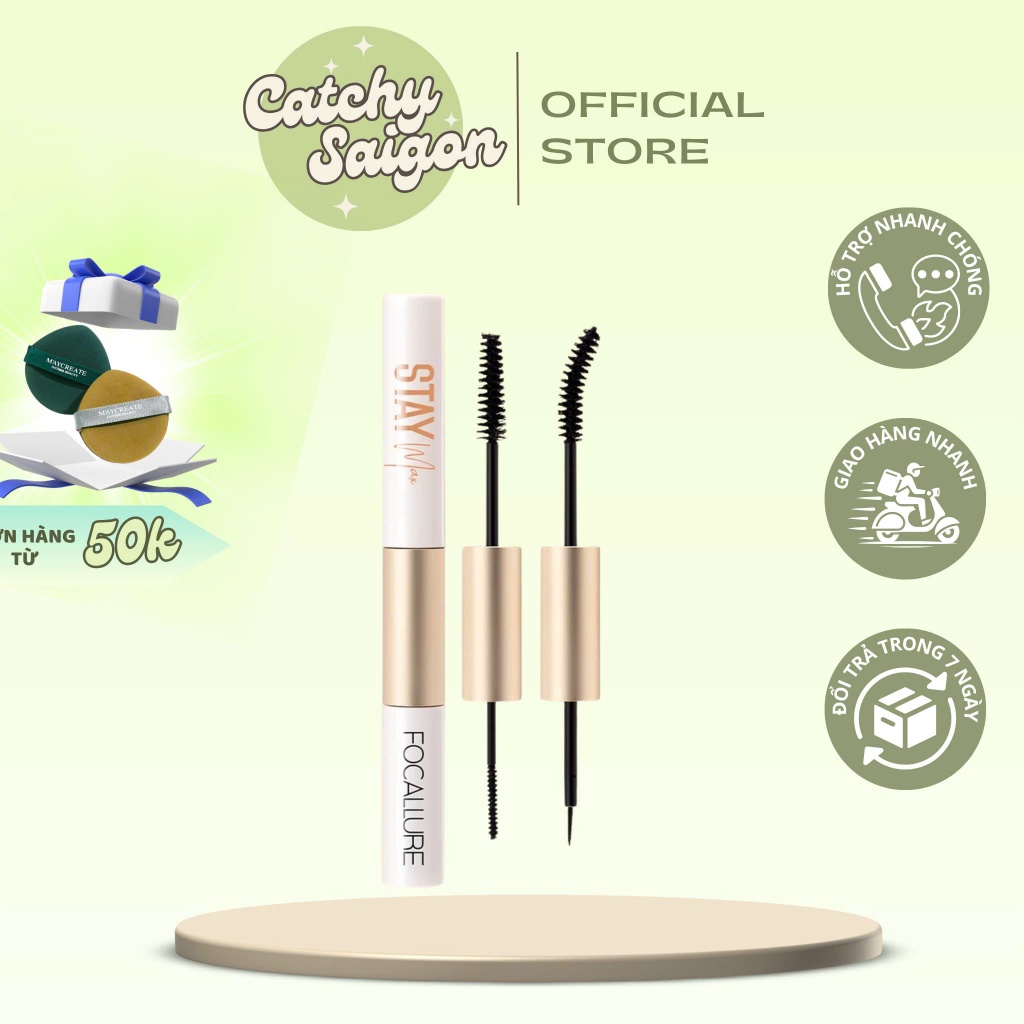 [FOCALLURE] Mascara/Chuốt Mi Focallure 2 Đầu Tiện Lợi 2in1 Kèm Eyeliner, 8g (FA160)