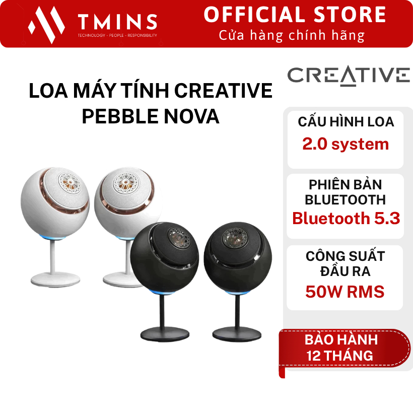 Loa Máy tính Creative Pebble Nova (2.0/ Bluetooth 5.3/ LED RGB) - Hàng chính hãng