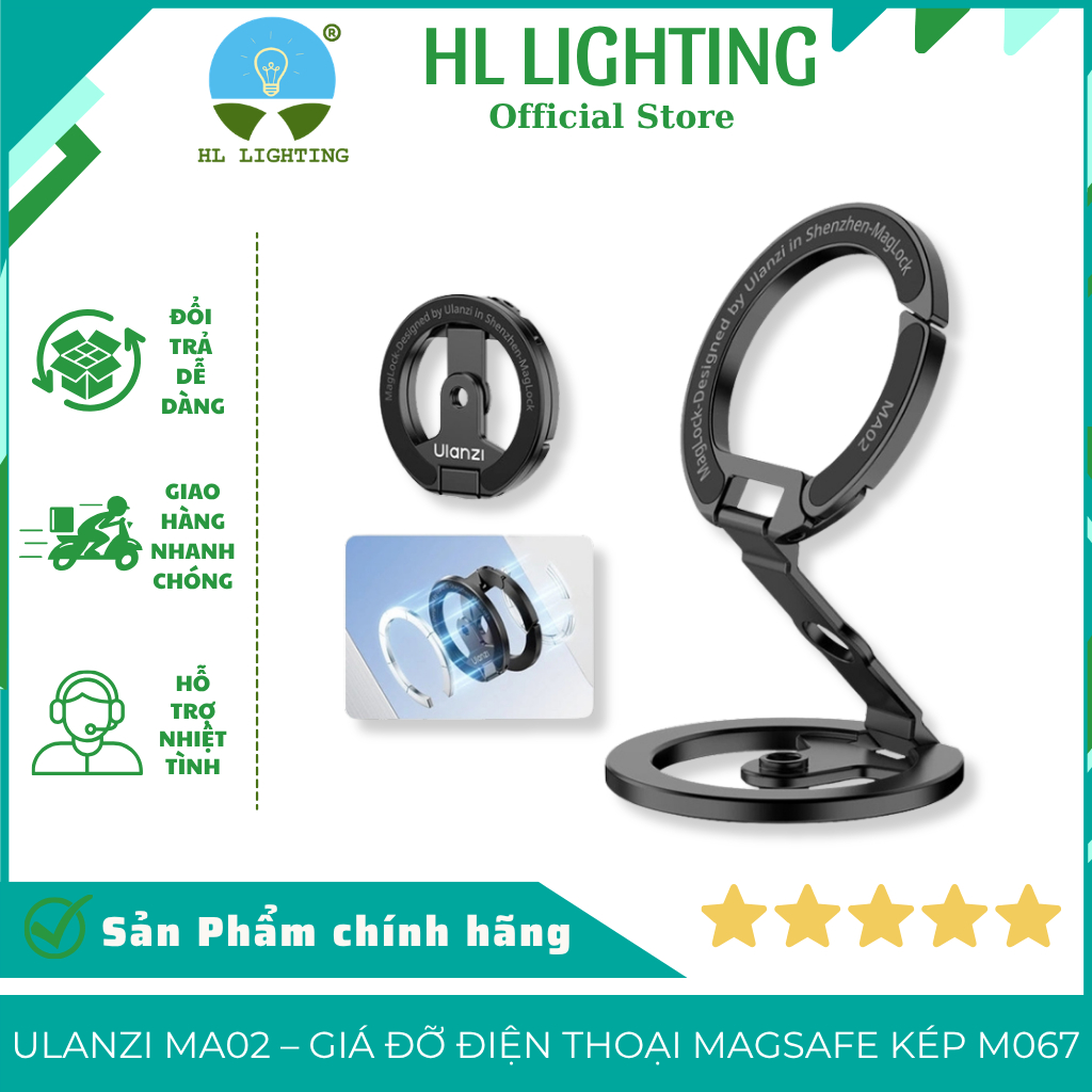 Ulanzi MA02 Gia Do Dien Thoai Tu Tinh Kep M067 Hop Kim Nhom 67g HL Studio