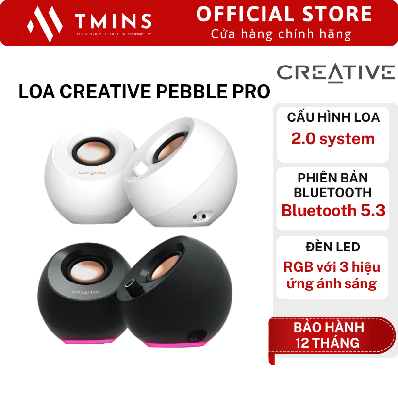 Loa Creative Pebble Pro (2.0/ Bluetooth 5.3/ Công Suất 30W/ USB-C/ Âm Thanh Hi-Res)- Hàng chính hãng