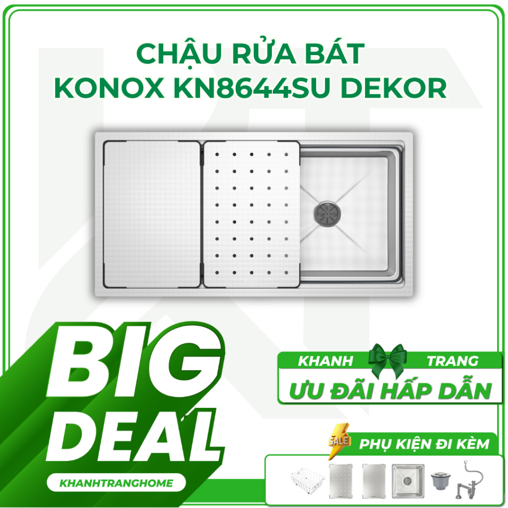 Chậu rửa bát KONOX KN8644SU DEKOR một hố chống xước cao cấp  - Khánh Trang Home 2
