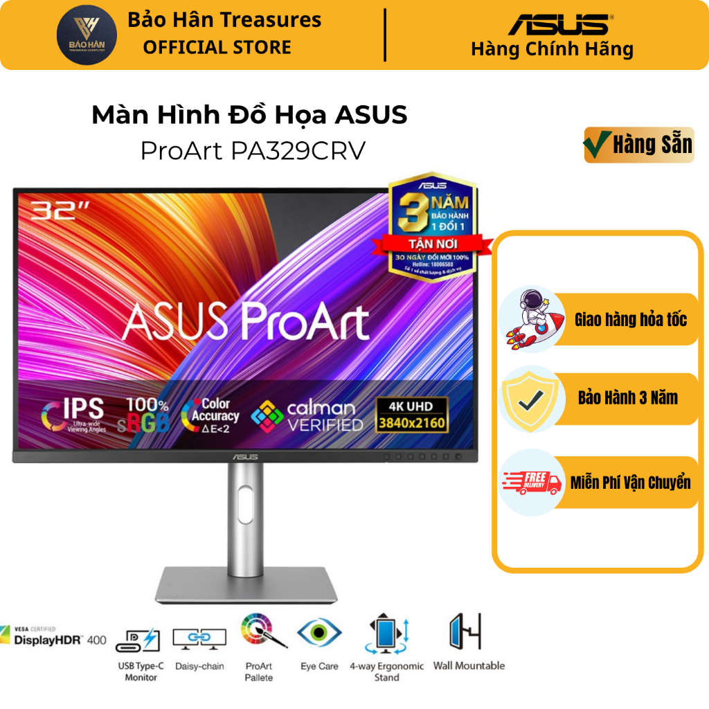 Màn hình ASUS ProArt PA329CRV LED 31.5" IPS, 96W, 16:9, HDR10, 60Hz, 4K UHD - Hàng Chính Hãng