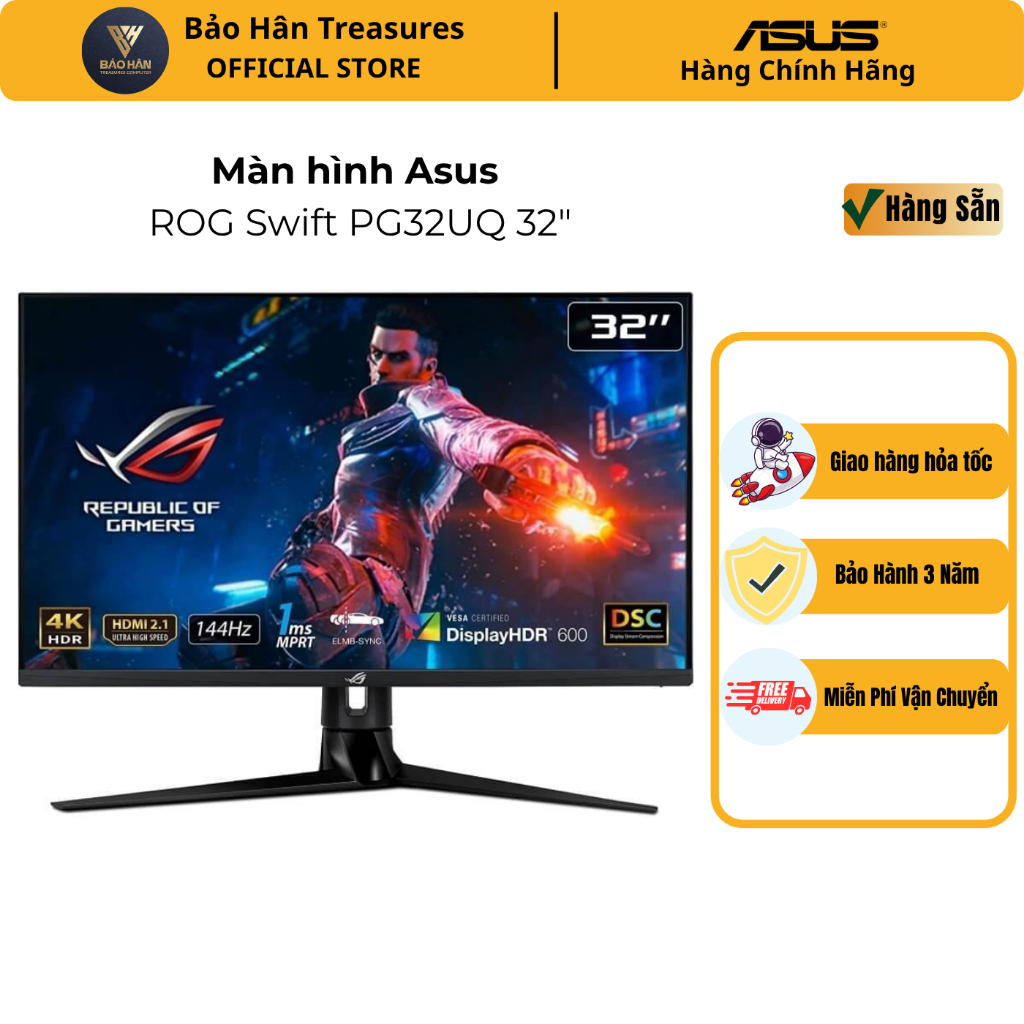 Màn Hình ASUS ROG Swift PG32UQ 4K 32 inch IPS 144Hz - Hàng Chính Hãng