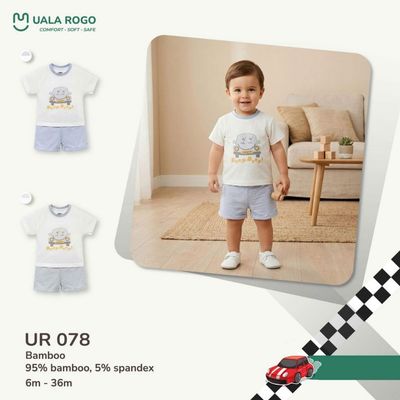 Bộ cộc tay cho bé Ualarogo 6 tháng - 3 tuổi vải Sợi tre Bamboo mềm mại co giãn thoáng khí UR 078