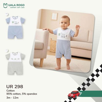 Bodysuit cho bé Ualarogo cộc tay 3-12 tháng vải Cotton co giãn mềm mại cúc vai UR 298