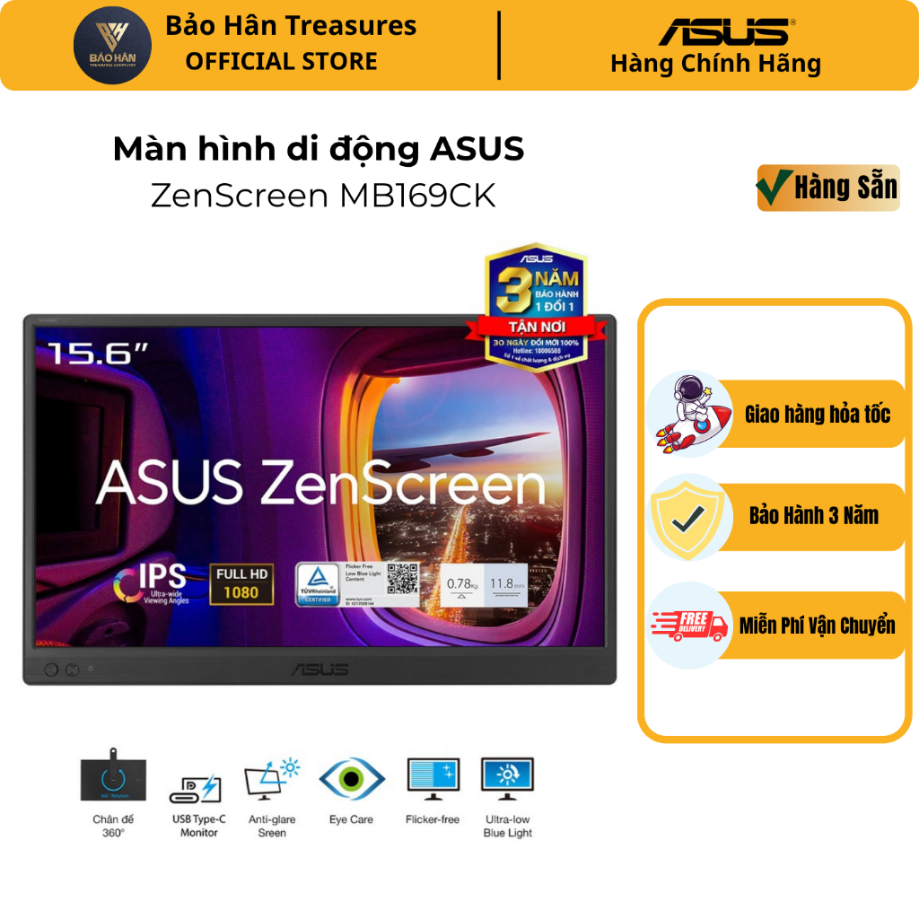 [New] Màn hình di động ASUS ZenScreen MB169CK 16" IPS FHD USBC - Hàng Chính Hãng