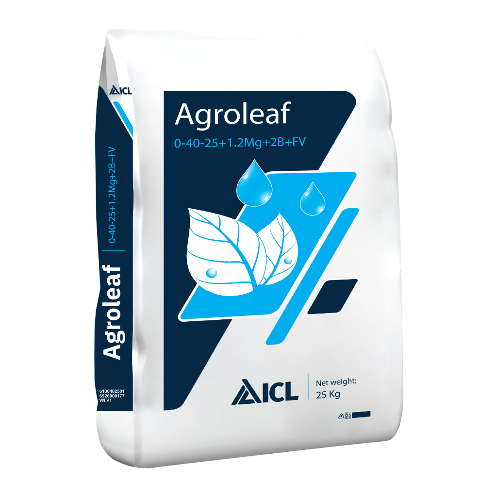 PHÂN BÓN LÁ PK-TRUNG-VI LƯỢNG AGROLEAF 0-40-25+1.2MG+2B+FV-25kg/bao