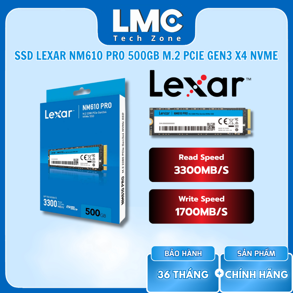 SSD Lexar NM610 Pro 500GB M.2 NVMe 2280 PCIe Gen3x4