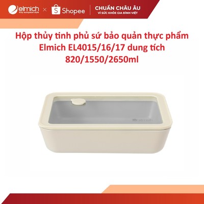 Hộp thủy tinh phủ sứ bảo quản thực phẩm Elmich EL4015/16/17 dung tích 820/1550/2650ml