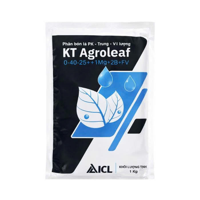 PHÂN BÓN LÁ PK-TRUNG-VI LƯỢNG AGROLEAF 0-40-25+1.2MG+2B+FV-1kg/túi