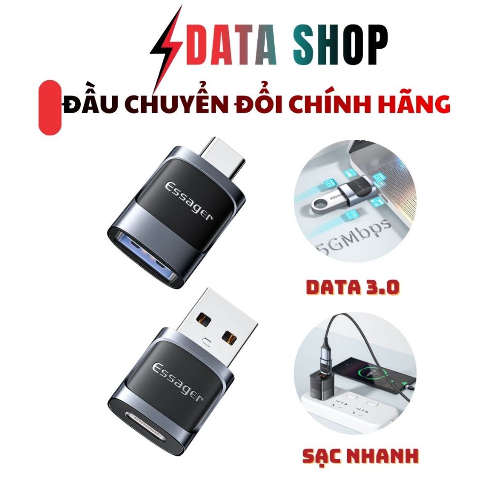 Đầu chuyển ESSAGER type c sang usb tốc độ 3.0