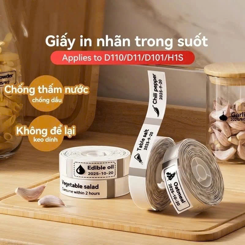 Nhãn in nhiệt trong suốt dùng cho máy in nhãn Niimbot D11/D110/D101/H1S