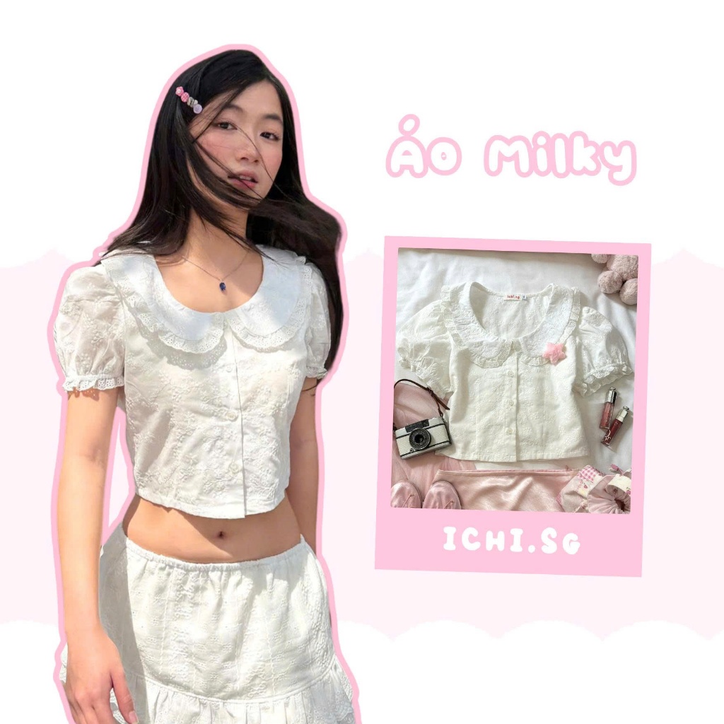Milky top - áo sơ mi croptop - ICHI.SG