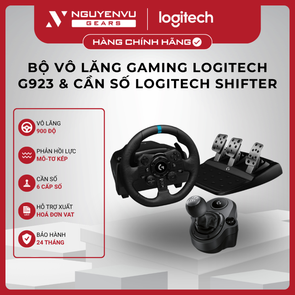 [Full VAT] Bộ Vô lăng Logitech G923 & Cần số Logitech Shifter - Trueforce - 6 Cấp số - BH 24 Tháng
