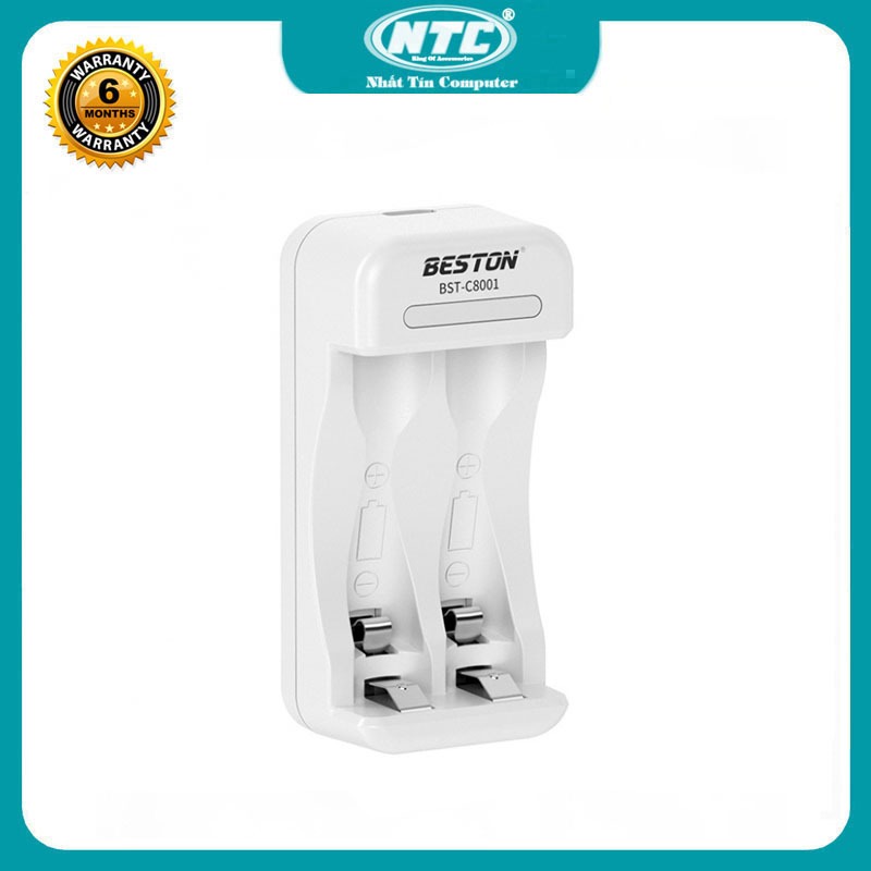 Box sạc pin Beston C8001 Ni-MH 1.2V có 2 khe gắn pin AA hoặc AAA (Trắng)