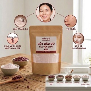 Bột Đậu Đỏ Nguyên chất dưỡng Trắng Da mờ Thâm tẩy Tế Bào chết 100g-250g-500g 100% Thiên Nhiên