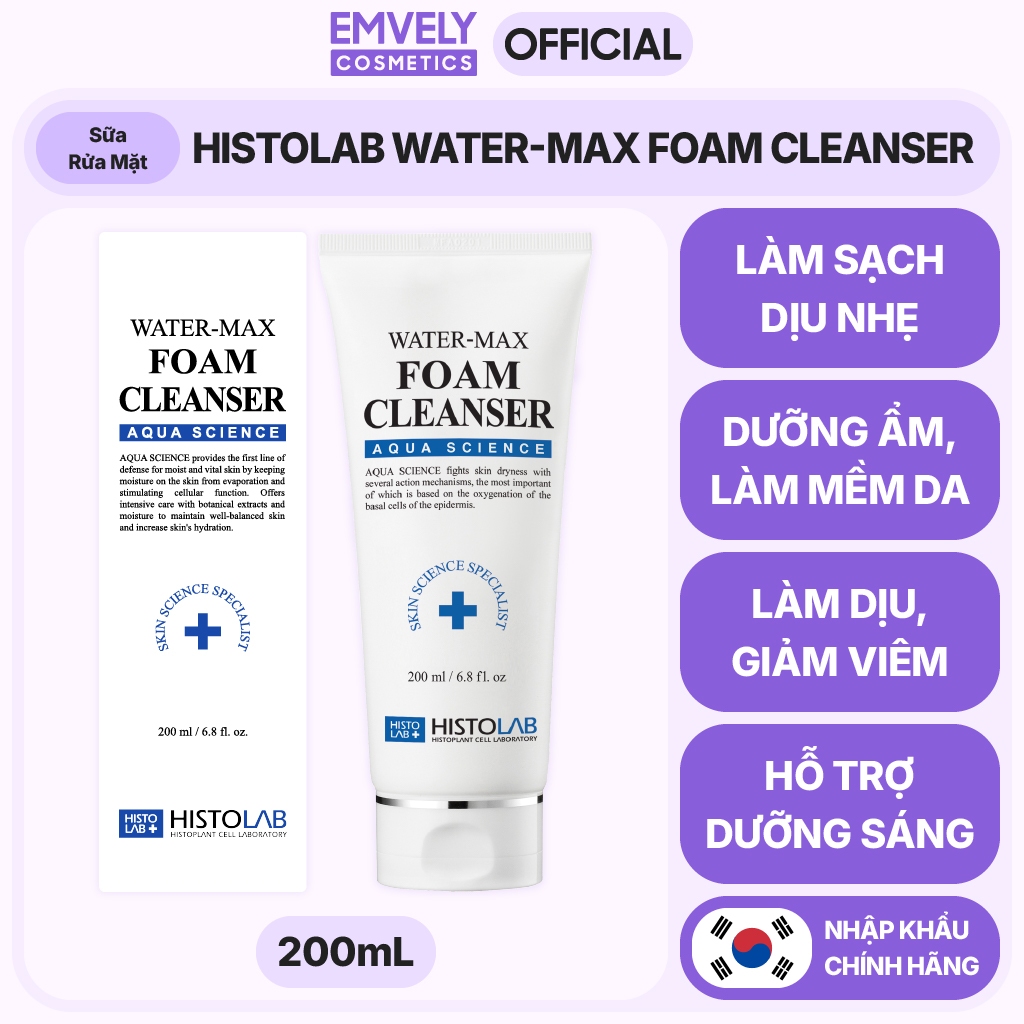 Sữa Rửa Mặt HISTOLAB WATER-MAX FOAM CLEANSER (200mL)