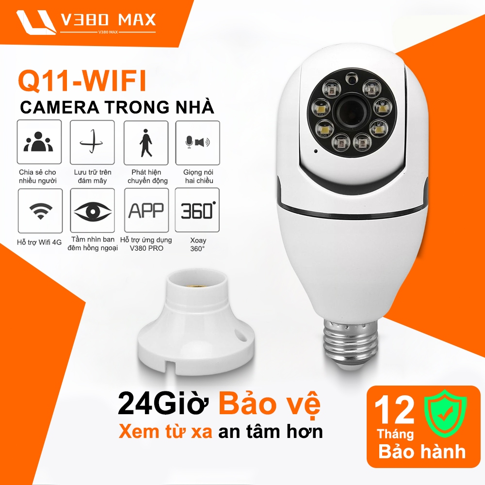 V380 MAX Q11 CCTV Kết nối WiFi Camera an ninh nhà thông minh IP Camera Baby/Pet/Nanny HD 1080P