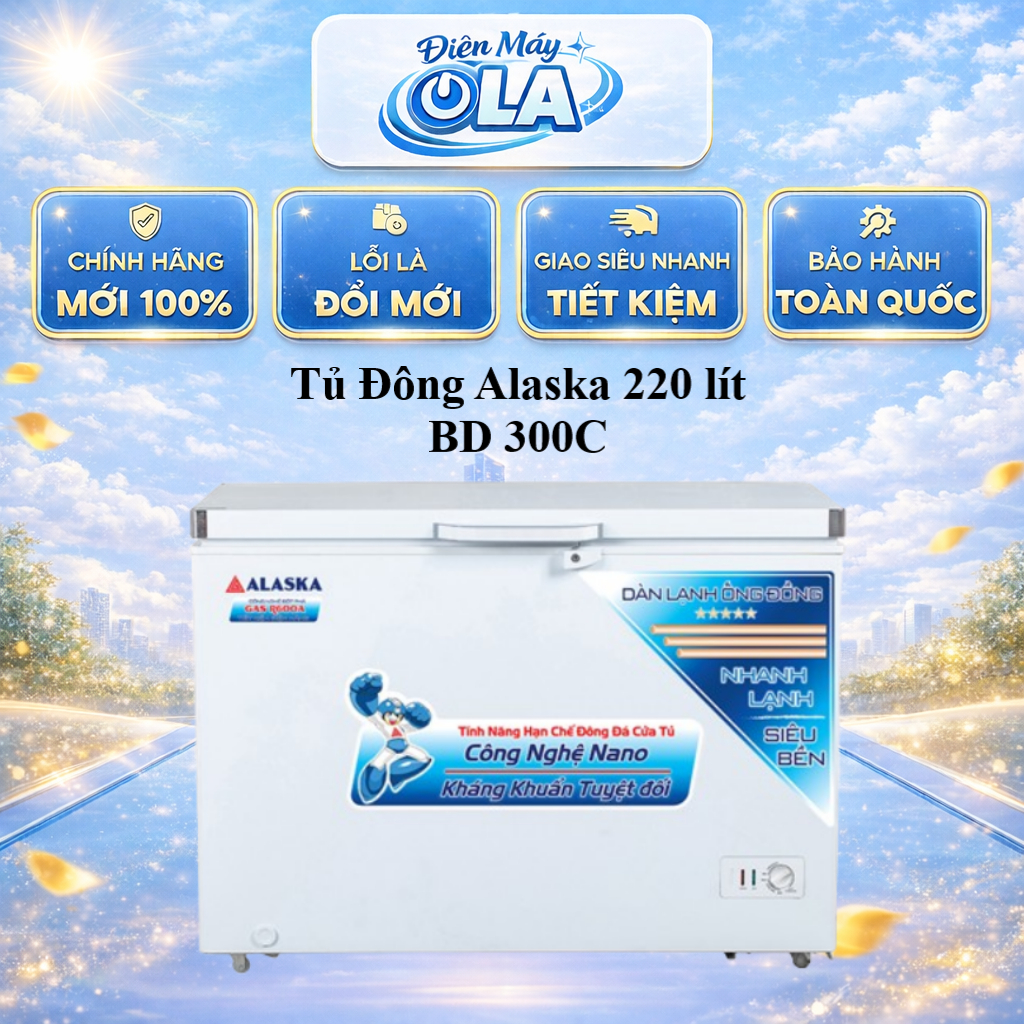 BD 300C - Tủ Đông Alaska BD 300C KHÔNG INVERTER - BẢO HÀNH CHÍNH HÃNG