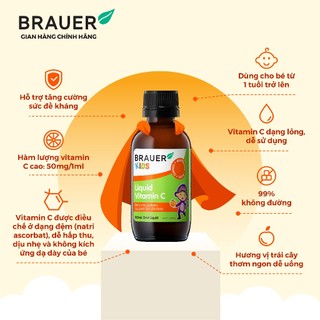 Brauer Liquid Vitamin C dạng lỏng (100ml)