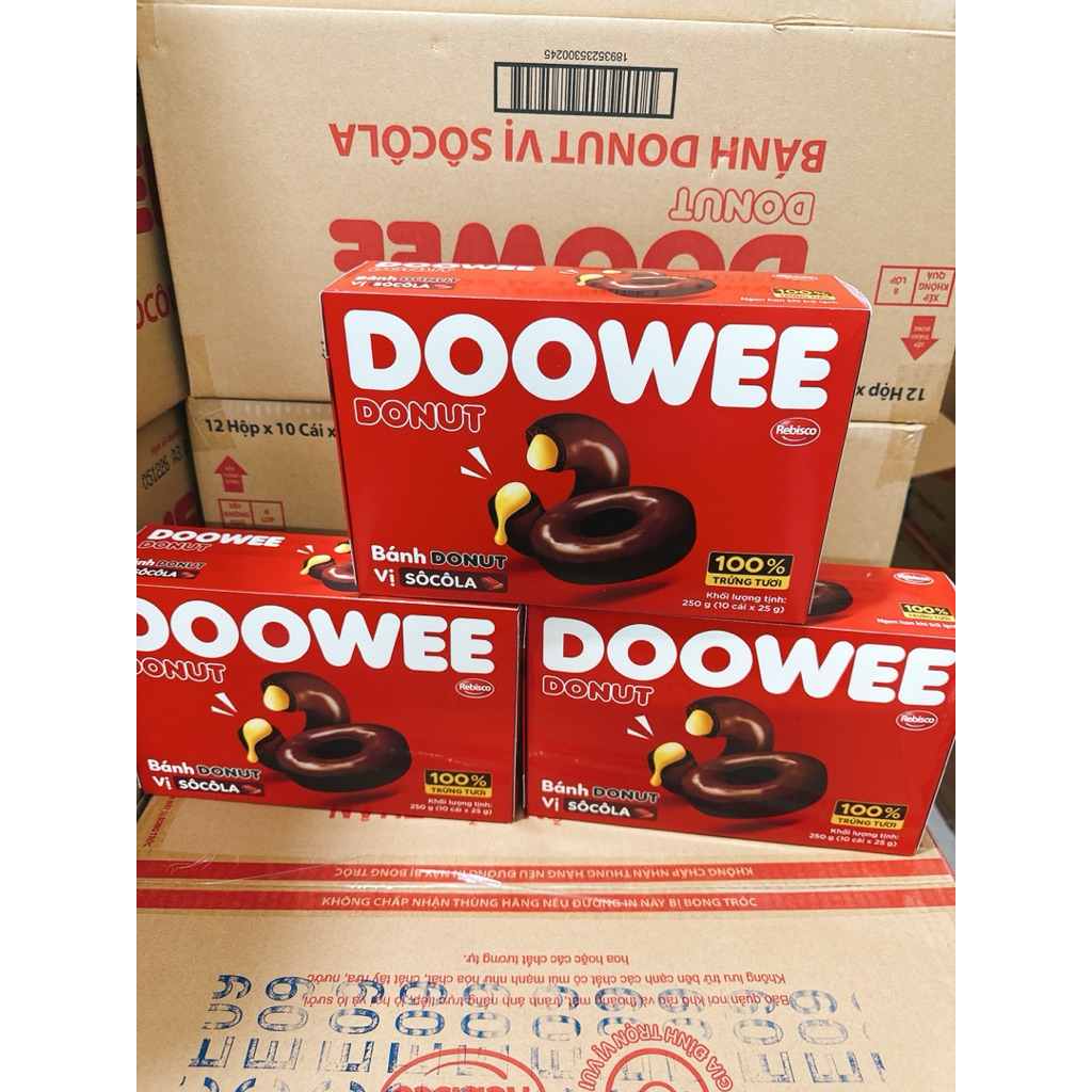 [Đồ ăn vặt] Bánh DOWEE DONUT hộp 10 cái nhân kem trứng
