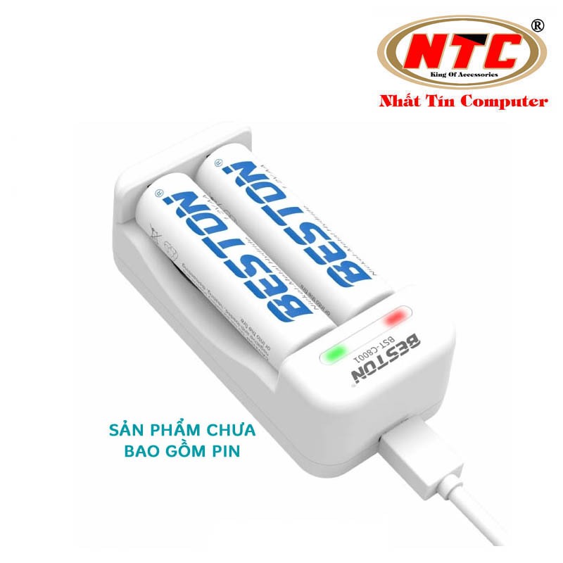Box sạc pin AA hoặc AAA Beston C8001 Ni-MH 1.2V có 2 khe (Trắng)