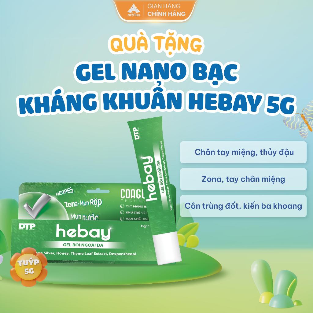 Gel bôi Mụn Rộp, Mụn Nước, Herpes Môi, Zona Thần Kinh, Giời leo - Gel Nano Bạc Hebay (Tuýp 5g)