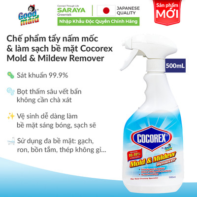 Chế phẩm tẩy nấm mốc & làm sạch bề mặt SARAYA GM Cocorex Mold & Mildew Remover, xịt tẩy mốc ron gạch, phòng tắm - 500ml