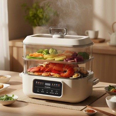 Nồi Hấp Điện 3 Tầng Lòng nồi Inox 304 Snapbee ST2000 Pro, Tích Hợp Lẩu & Hầm, BH 24 Tháng