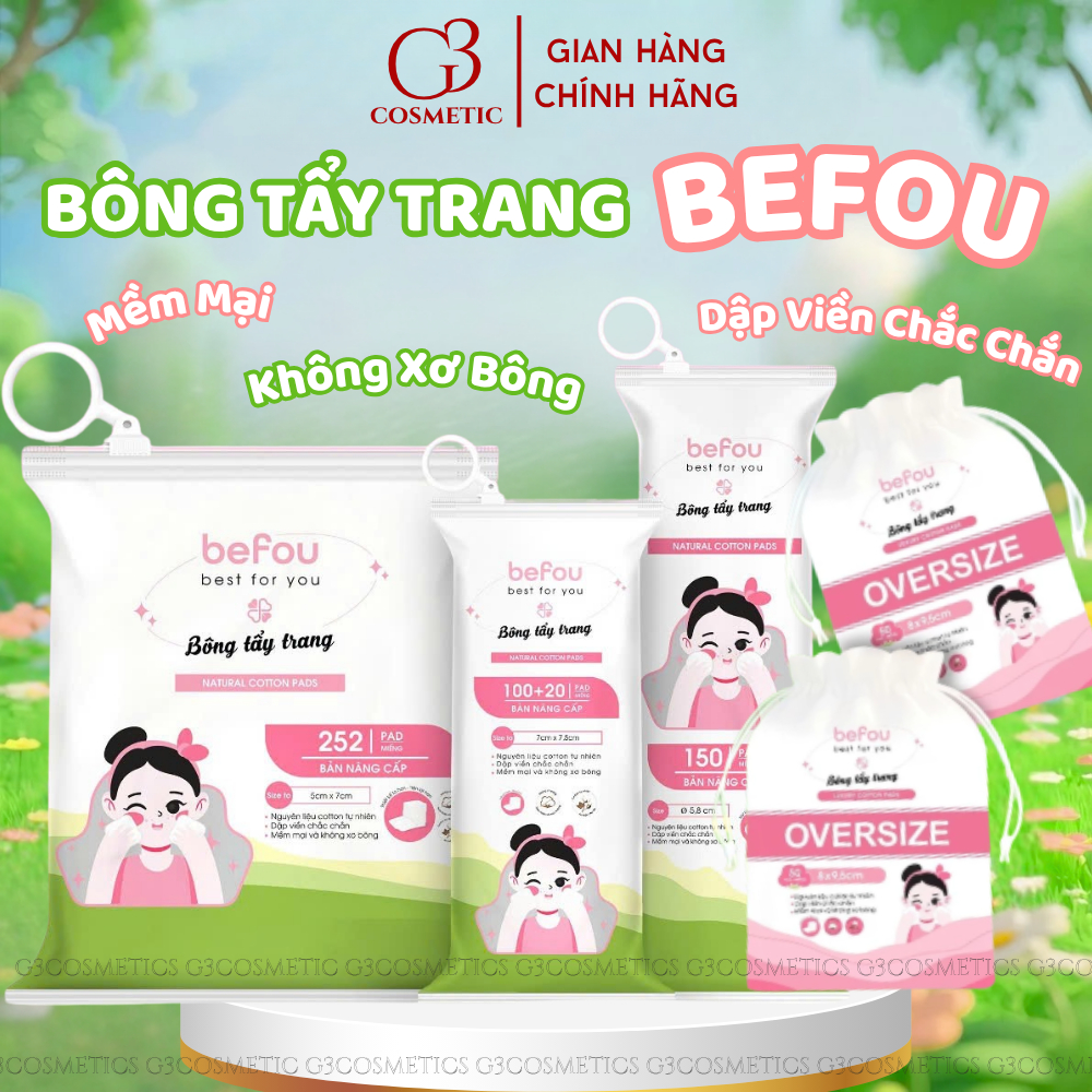 [BEFOU] Bông Tẩy Trang Befou Best For You Natural Cotton Pad Tự Nhiên, Mềm Mại, Không Xơ Bông Phiên 